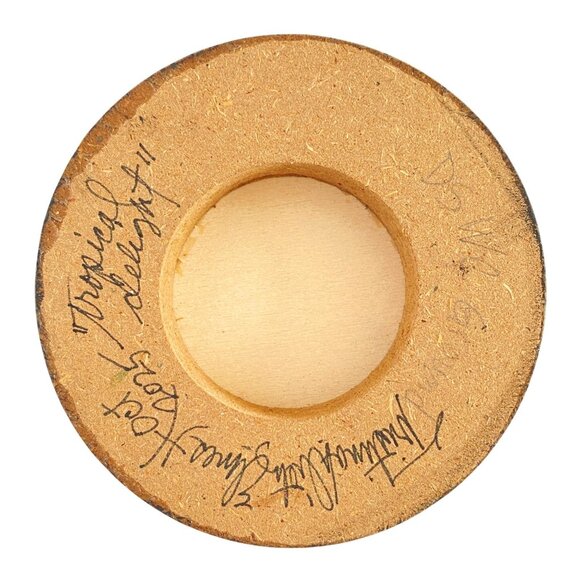 Tropical Delight Original Watercolor Painting on Wood Round 4in Desk or Wall Art - Picture 3 of 5